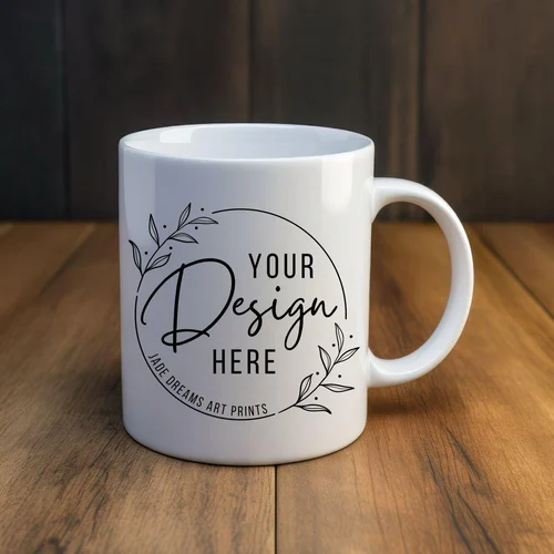 [White Ceramic Mug for Custom Printing – 11oz] Personalized White Ceramic Coffee Mug – Custom Name & Design Print